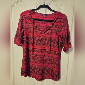 Antilia Femme Red and Black Tribal Print Blouse